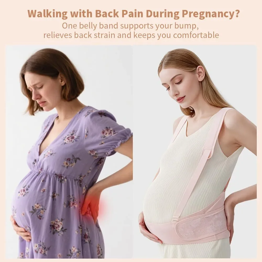 Maternity Belly Band Pregnancy Support Belt Adjustable Back & Abdomen Pink